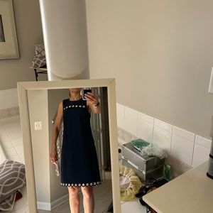 JCrew A line navy dress in size 0 with grommet detailing.  New with tags on!!!!